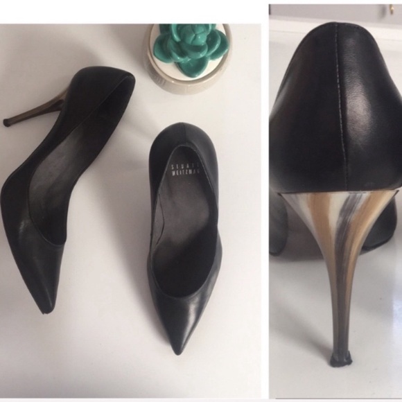 Stuart Weitzman pointed toe heel with heel accent - Picture 1 of 8